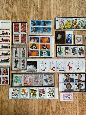 Vintage Ephemera - U.S. Postage Stamps 1986-1999, unused with no hinge marks.
